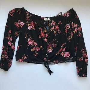 Off the Shoulder Black Floral Top